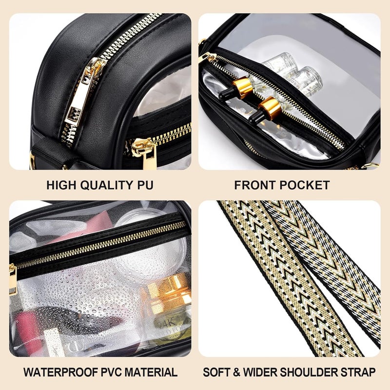 Fibrdoo Clear Bag Stadium Approved, Leather Clear Crossbody Purse Bag for Concerts Sports Events Festivals - Image 4